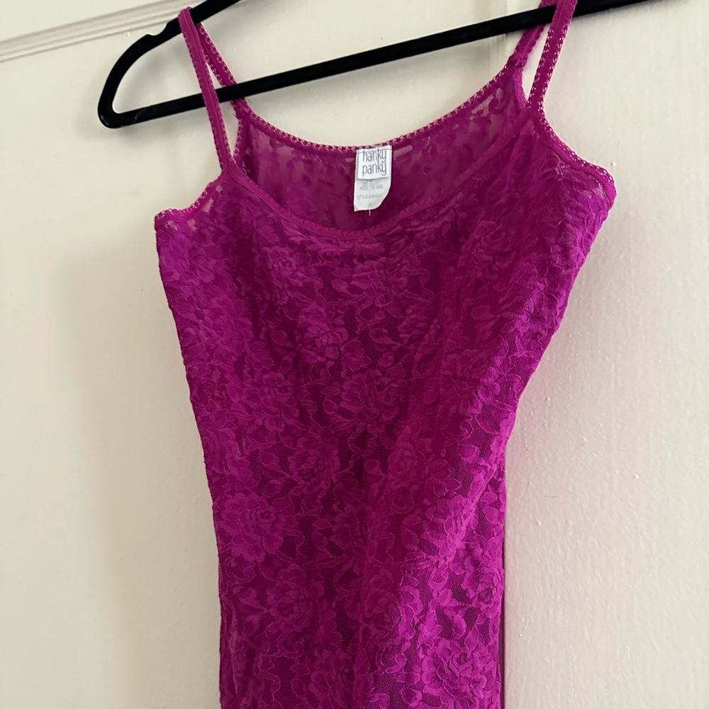 Vintage Magenta Hanky Panky Lace Cami Tank - Size Small